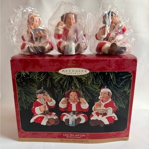 VTG Hallmark Keepsake The Three Stooges 1999 Christmas Ornaments Hear no Evil